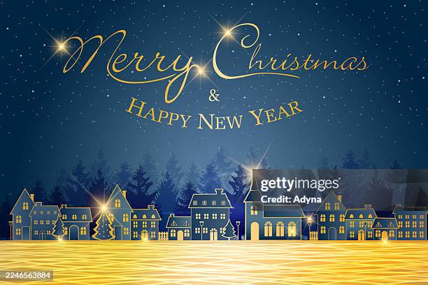 christmas town - snow background simple stock illustrations