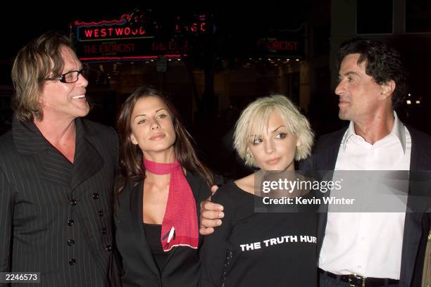 Mickey Rourke, Rhona Mitra, Rachael Leigh Cook and Sylvester Stallone at the premiere of 'Get Carter' at the Bruin Theater, Westwood, Ca. 10/4/00....