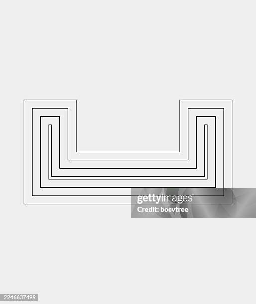 black and white minimal rectangle check geometric offset path line style sign - rounded-rectangles-logo stock illustrations