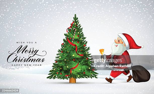 merry christmas with santa claus and gifts - happy new year celebration in india stock illustrations