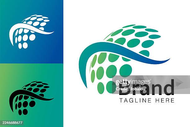 abstrakte 3d kugel globus marke symbol emblem vorlage - stereoskopische photographie stock-grafiken, -clipart, -cartoons und -symbole