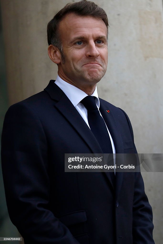 President Macron Meets Roberta Metsola, President Of EU Parliament