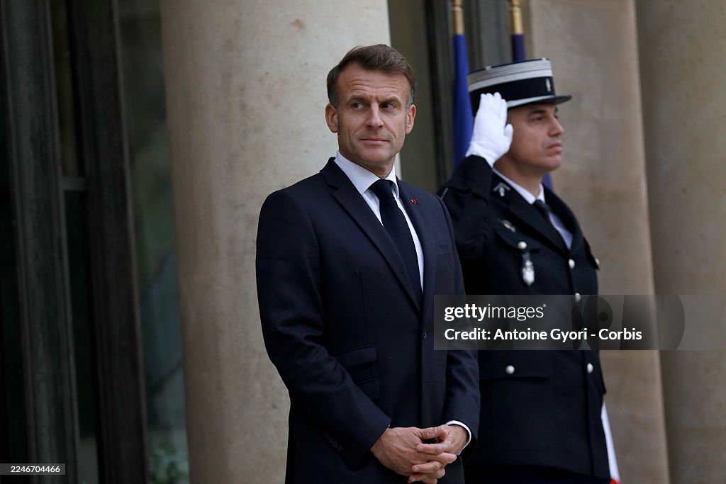 President Macron Meets Roberta Metsola, President Of EU Parliament