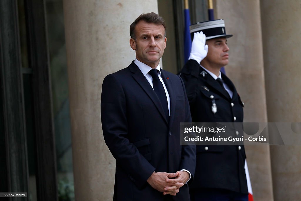 President Macron Meets Roberta Metsola, President Of EU Parliament