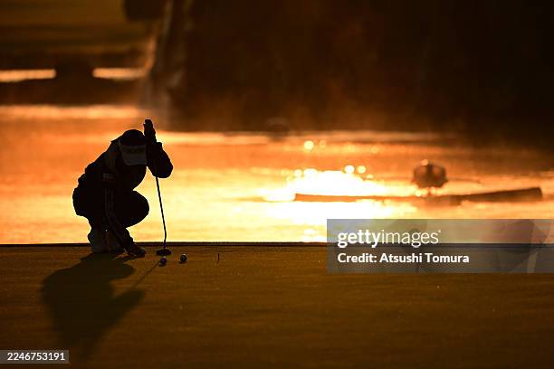Kokone Yoshimoto of Japan is seen on the practice green prior to the second round of the 41st Itoen Ladies Golf Tournament at Great Island Club on...