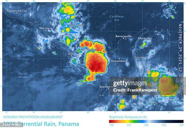 torrential rain 20251109 12utc precipitation map panama - weather radar graphic stock illustrations