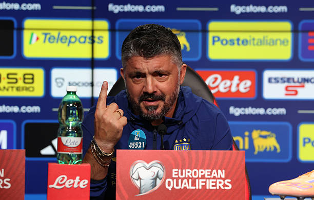 Head coach Italy Gennaro Gattuso speaks with the media during press conference at Milanello on November 15, 2025 in Cairate, Italy.