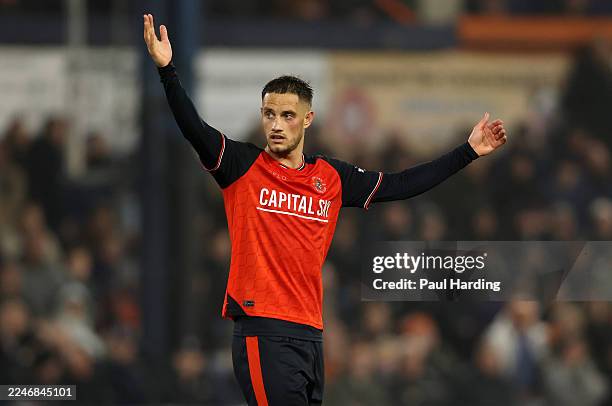 Jerry Yates of Luton Town reacts during the Sky Bet League One match between Luton Town and Rotherham United at Kenilworth Road on November 15, 2025...