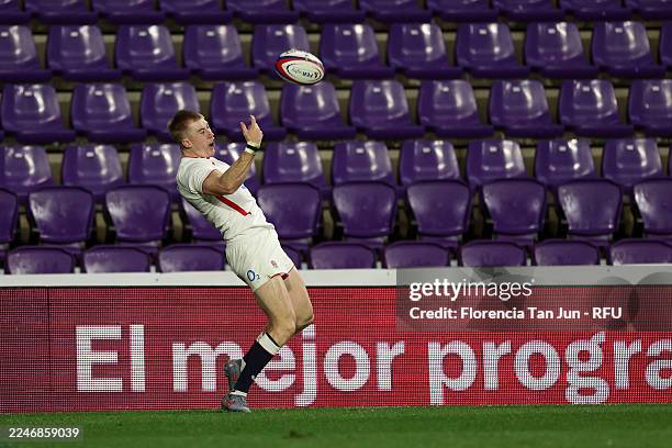 Josh Hodge of England during the Men's rugby international match between Spain and England A at Nuevo Estadio Jose Zorrilla on November 15, 2025 in...