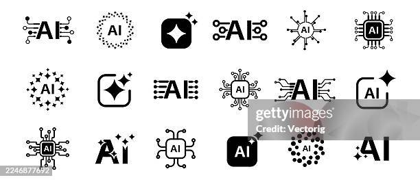 ai technology icon - learning logo stock illustrations