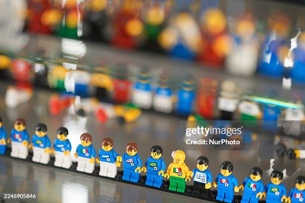Lego figures are seen on display in a shop in Warsaw, Poland on 19 November, 2025.