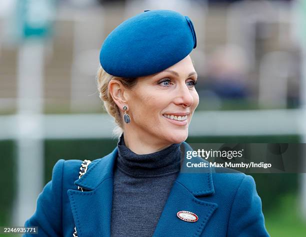 Zara Tindall attends day 2 'Super Saturday' of The November Meeting at Cheltenham Racecourse on November 15, 2025 in Cheltenham, England.
