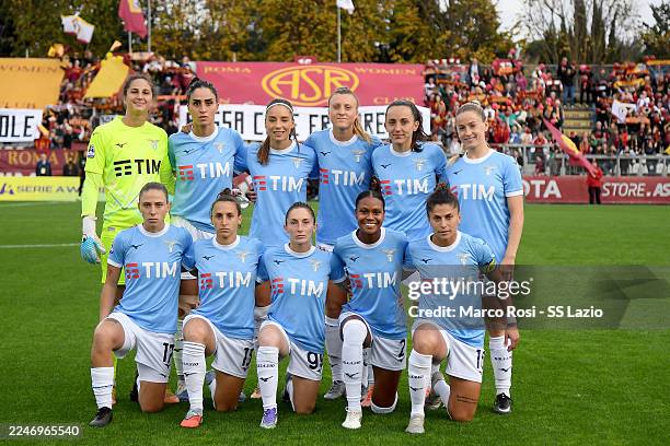 Lazio women team line up prior to the Serie A match between AS Roma women and Lazio women at Stadio Tre Fontane on November 16, 2025 in Rome, Italy.