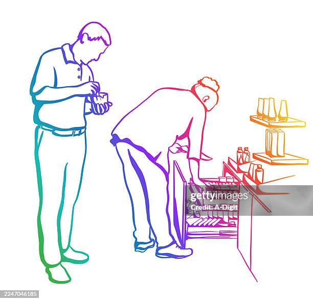pharmacists at work rainbow sketch - ointment stock illustrations