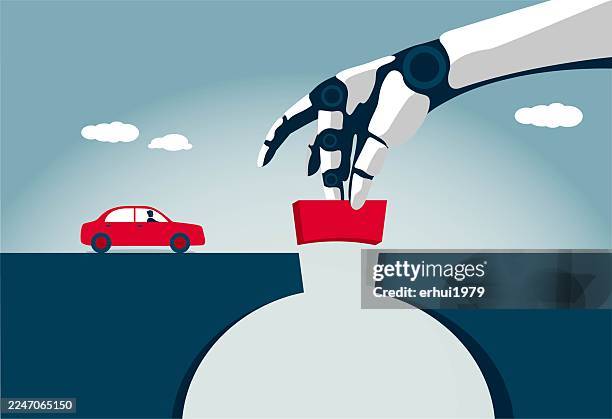 bridge - built structure - artificial intelligence car stock illustrations