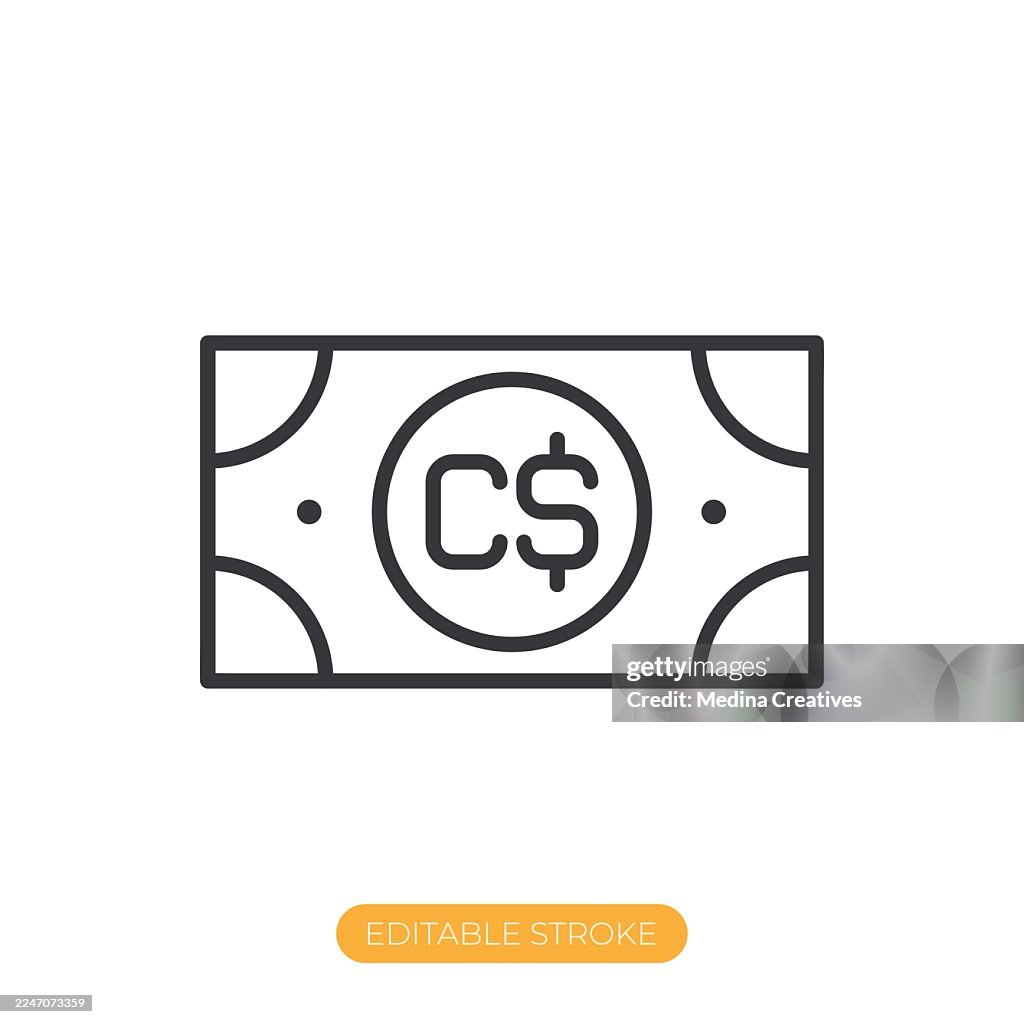 Australian dollar banknote icon. Editable stroke thin line icon