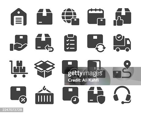Delivery solid icon set. Minimal solid style icon series - For website design, logo, app, template, ui, etc Delivery solid icon set. Minimal solid style icon series - For website design, logo, app, template, ui, etc
