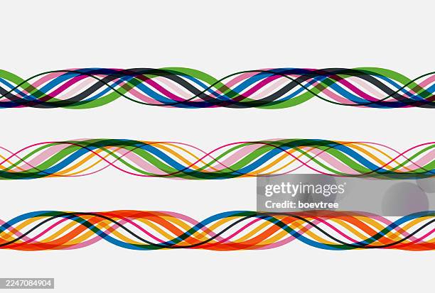 neon colors wave line pattern collection - data collection vector stock illustrations