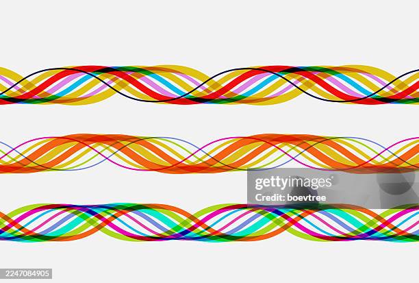 neon colors wave line pattern collection - data collection icon stock illustrations
