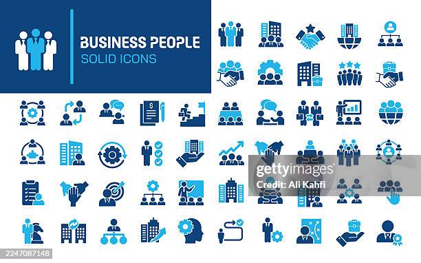 business people glyph solid icons. containing teamwork, organization, partnership solid icons collection. vector illustration. perfect pixel on clean white background - stakeholder stock illustrations