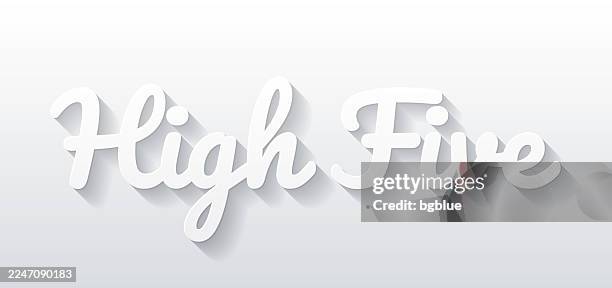 high five - flat design with paper cut effect on blank background - high five isolated stock illustrations