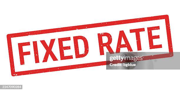 fixed rate - red rubber stamp on white background - stability logo stock illustrations
