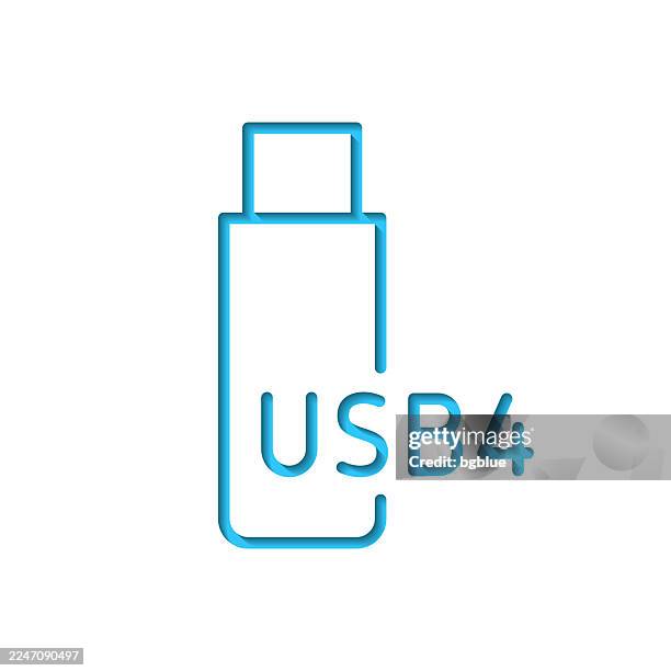 usb4 flash drive. icon cut out on white paper with blue background - flash storage stock illustrations