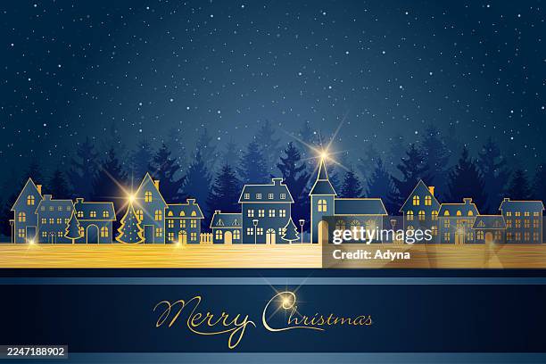 christmas night - church background stock illustrations