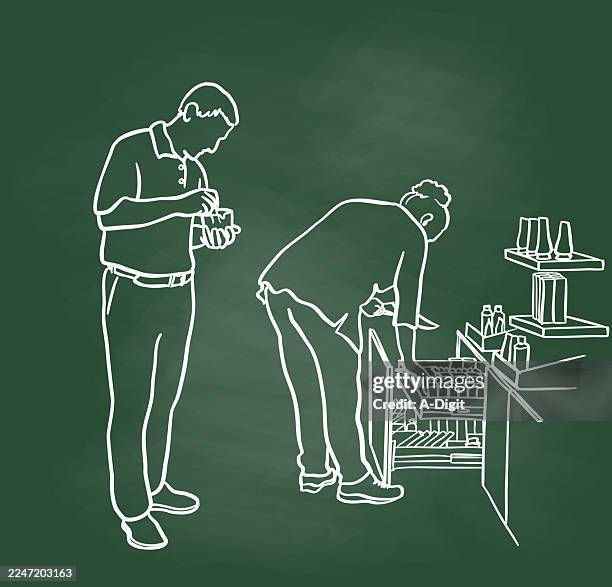 pharmacists at work chalkboard - ointment stock illustrations