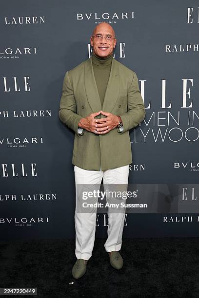 Dwayne Johnson, wearing Ralph Lauren, attends ELLE's 2025 Women in Hollywood Celebration presented by Ralph Lauren and Bvlgari with support from...