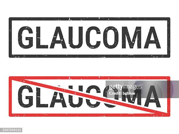 glaucoma - rubber stamps with crossed out stamp on white background - glaucoma stock illustrations
