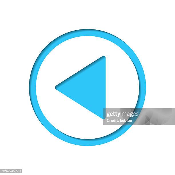 left button. icon cut out on white paper with blue background - white play button stock illustrations