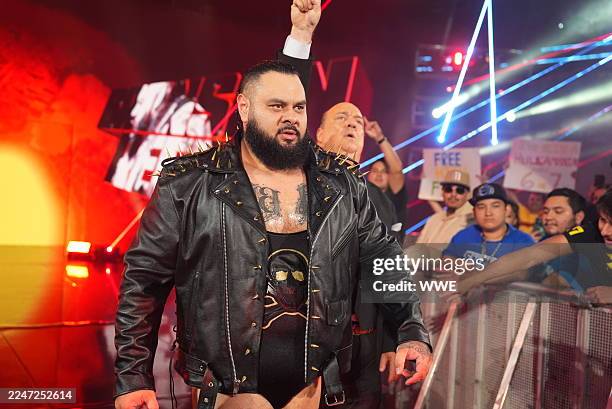 Damon Reed Boxer Bronson Reed makes his entrance with Paul Heyman during SmackDown at ...
