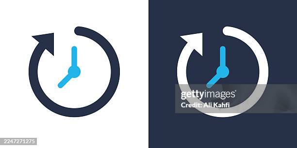 clockwise glyph solid icon. solid icon that can be applied anywhere, simple, pixel perfect and modern style. - past present and future stock illustrations
