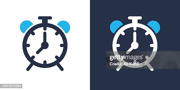 alarm clock glyph solid icon. solid icon that can be applied anywhere, simple, pixel perfect and modern style. - past present future stock illustrations