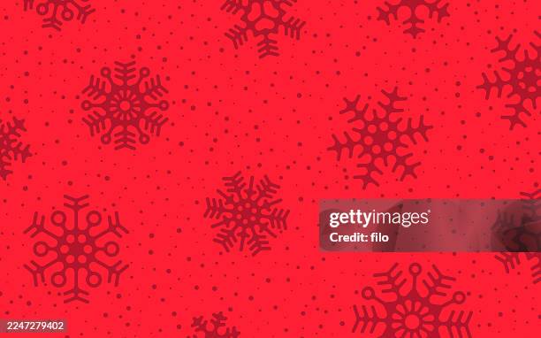 snow modern red snowflake shapes texture abstract pattern background - patch quilt stock illustrations