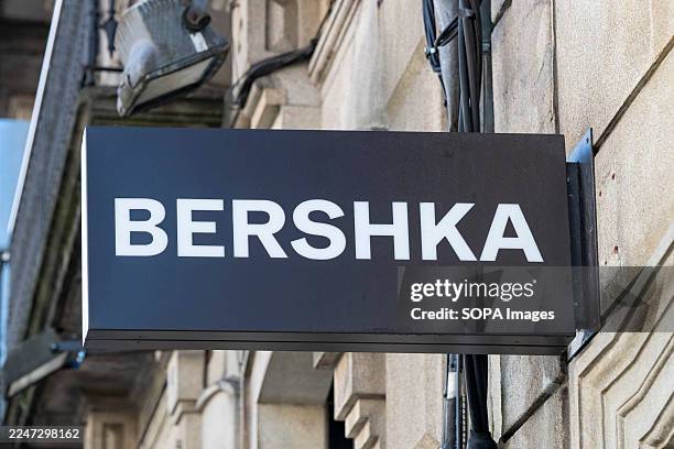 Spanish fashion brand owned by Inditex, Bershka, logo seen in Spain.