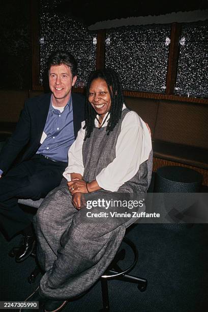 American television personality Tom Bergeron with American actor and comedian Whoopi Goldberg at the 36th Annual National Association of Television...