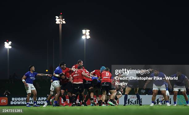 Julien Berger of Belgium digs from the ball during a maul during the Men's Rugby World Cup 2027 Final Qualification Tournament match between Samoa...