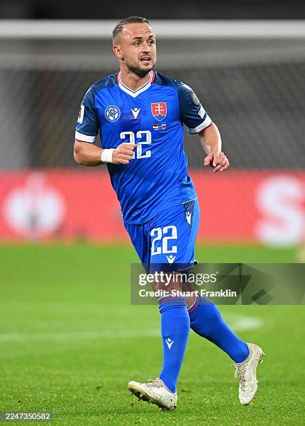 Stanislav Lobotka of Slovakia in action during the FIFA World Cup 2026 qualifier match between Germany and Slovakia at Red Bull Arena on November 17,...