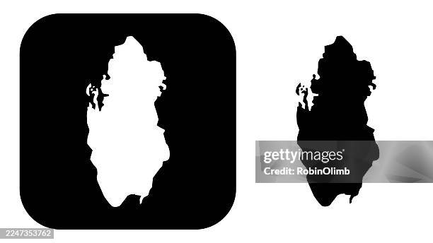black and white qatar map icons - qatar stock illustrations