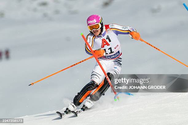 Germany's Linus Strasser competes during the men's slalom event of the FIS Alpine Skiing World Cup in Gurgl, Austria on November 22, 2025. / Austria...