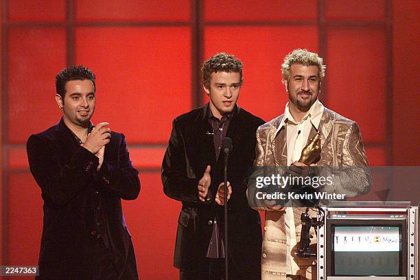 Chris Kirkpatrick , Justin Timberlake , and Joey Fatone of N'Sync on the My VH1 Music Awards at the Shrine Auditorium in Los Angeles, Ca., Thursday,...