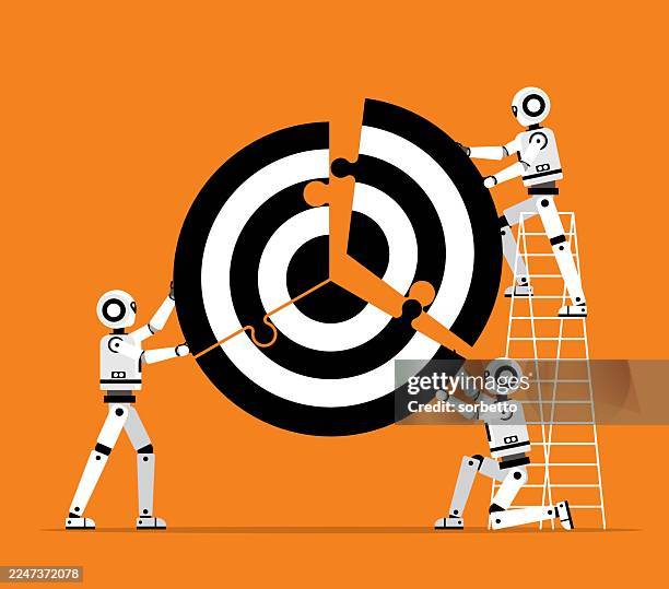 meet the target - technology driven processes stock illustrations
