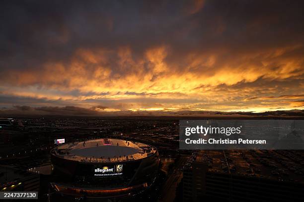 General view of T-Mobile Arena before the NHL game between the New York Rangers and the Vegas Golden Knights on November 18, 2025 in Las Vegas,...