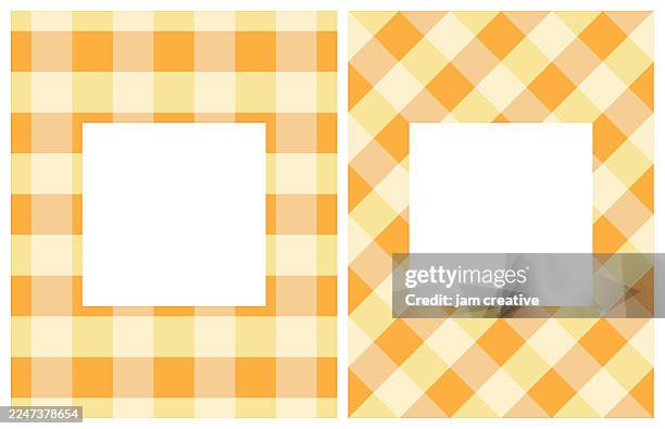 stockillustraties, clipart, cartoons en iconen met classic retro gingham patterned background set with blank frames - recept document