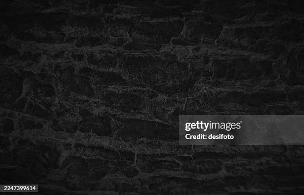 textured effect empty blank dark gray black grayscale coloured scratched spooky horror halloween horizontal vector background with marble stone wall rock rough rustic texture like crinkled wrinkled crushed abrasive paper - slate surface stock illustrations
