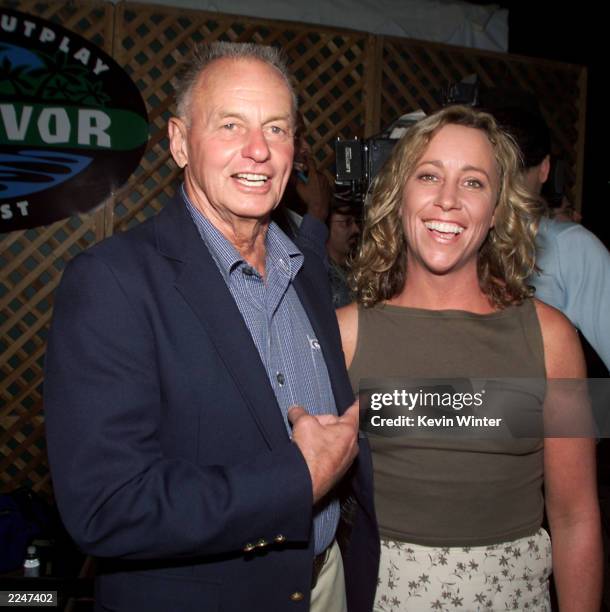 Rudy Boesch and Susan Hawk at the 'Survivor' party at CBS Television City, Los Angeles, Ca. The cast was reunited on Wednesday, August 23, 2000 on...