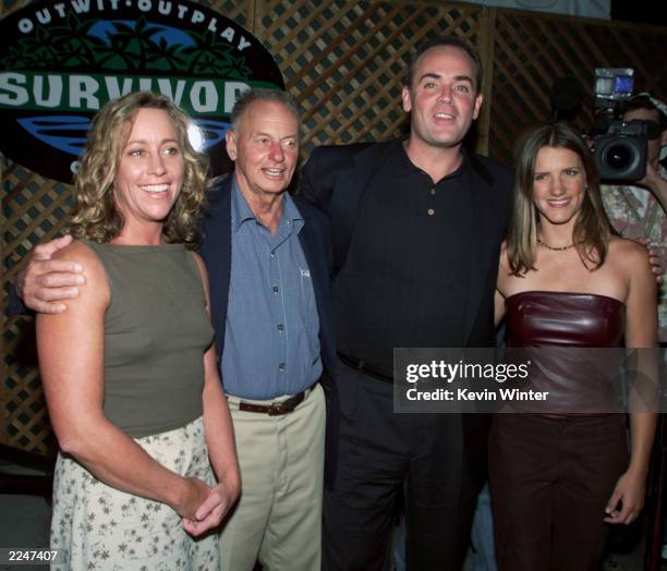 Susan Hawk, Rudy Boesch, Richard Hatch and Kelly Wiglesworth at the 'Survivor' party at CBS Television City, Los Angeles, Ca. The cast was reunited...