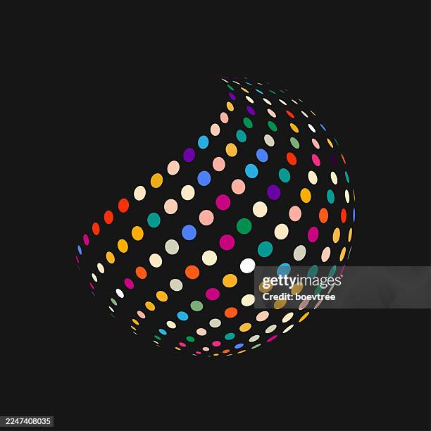 colorful polka dot style sphere ball sign pattern widget - connected dots sphere stock illustrations